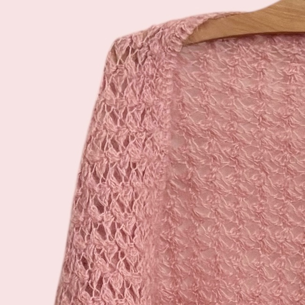 Mohair Crochet Shawl with Fringe - Picture 5 of 6
